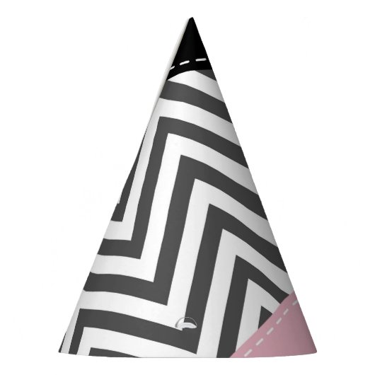 Gray Zigzag, Gray Chevron, Zigzag Pattern, Pink Partyhütchen (Links)