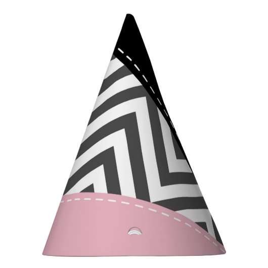 Gray Zigzag, Gray Chevron, Zigzag Pattern, Pink Partyhütchen (Rechts)