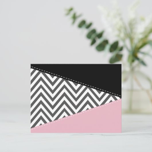 Gray Zigzag, Gray Chevron, Zigzag Pattern, Pink Postkarte (Stehend Vorderseite)