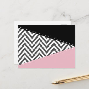 Gray Zigzag, Gray Chevron, Zigzag Pattern, Pink Postkarte