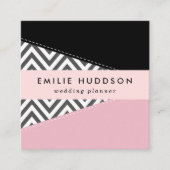 Gray Zigzag, Gray Chevron, Zigzag Pattern, Pink Quadratische Visitenkarte (Vorderseite)