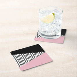 Gray Zigzag, Gray Chevron, Zigzag Pattern, Pink Rechteckiger Pappuntersetzer