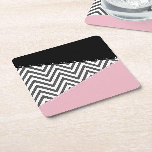 Gray Zigzag, Gray Chevron, Zigzag Pattern, Pink Rechteckiger Pappuntersetzer (angewinkelt)