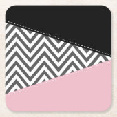 Gray Zigzag, Gray Chevron, Zigzag Pattern, Pink Rechteckiger Pappuntersetzer (Vorderseite)