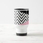 Gray Zigzag, Gray Chevron, Zigzag Pattern, Pink Reisebecher (Mittel)