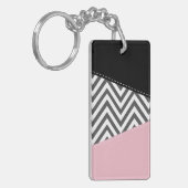 Gray Zigzag, Gray Chevron, Zigzag Pattern, Pink Schlüsselanhänger (Vorderseite links)