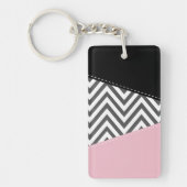 Gray Zigzag, Gray Chevron, Zigzag Pattern, Pink Schlüsselanhänger (Vorderseite)