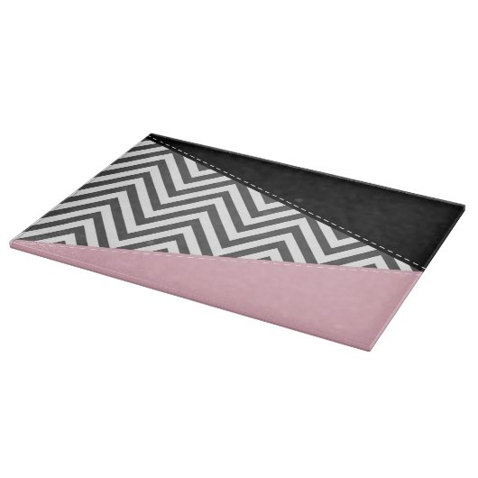 Gray Zigzag, Gray Chevron, Zigzag Pattern, Pink Schneidebrett (Ecke)