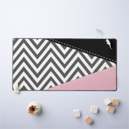 Gray Zigzag, Gray Chevron, Zigzag Pattern, Pink Schreibtischunterlage