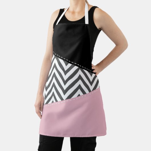 Gray Zigzag, Gray Chevron, Zigzag Pattern, Pink Schürze (InSitu)
