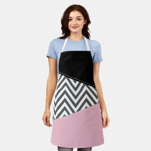Gray Zigzag, Gray Chevron, Zigzag Pattern, Pink Schürze