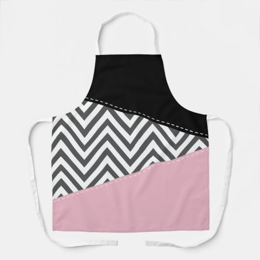 Gray Zigzag, Gray Chevron, Zigzag Pattern, Pink Schürze (Vorderseite)