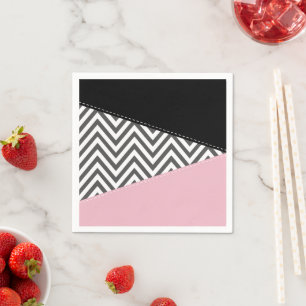 Gray Zigzag, Gray Chevron, Zigzag Pattern, Pink Serviette