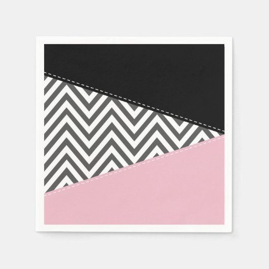 Gray Zigzag, Gray Chevron, Zigzag Pattern, Pink Serviette (Vorderseite)