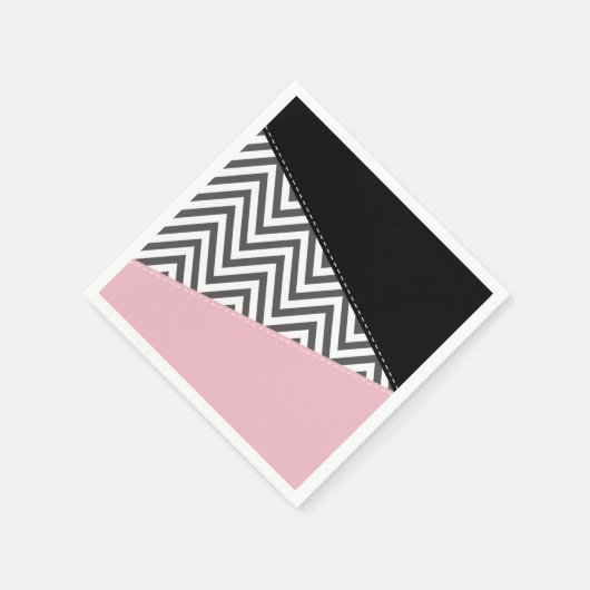 Gray Zigzag, Gray Chevron, Zigzag Pattern, Pink Serviette (Ecke)