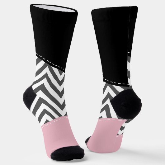 Gray Zigzag, Gray Chevron, Zigzag Pattern, Pink Socken (Gewinkelt)