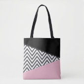 Gray Zigzag, Gray Chevron, Zigzag Pattern, Pink Tasche (Vorderseite)