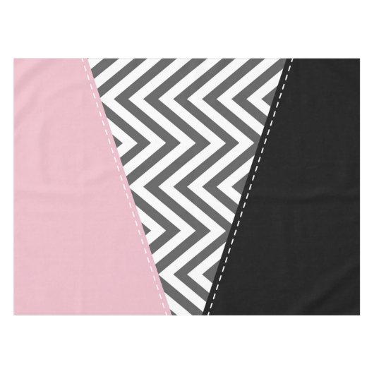 Gray Zigzag, Gray Chevron, Zigzag Pattern, Pink Tischdecke (Vorderseite (Horizontal))