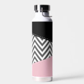 Gray Zigzag, Gray Chevron, Zigzag Pattern, Pink Trinkflasche (Links)