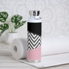 Gray Zigzag, Gray Chevron, Zigzag Pattern, Pink Trinkflasche