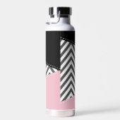 Gray Zigzag, Gray Chevron, Zigzag Pattern, Pink Trinkflasche (Rechts)