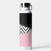 Gray Zigzag, Gray Chevron, Zigzag Pattern, Pink Trinkflasche (Rückseite)
