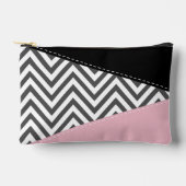Gray Zigzag, Gray Chevron, Zigzag Pattern, Pink Zubehörtasche (Vorderseite)