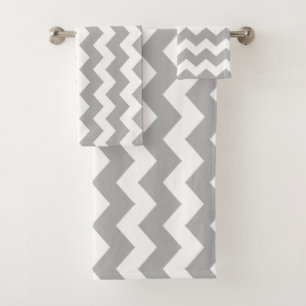 Gray Zigzag Striped Badhandtuch Set