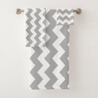Gray Zigzag Striped Badhandtuch Set