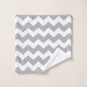 Gray Zigzag Striped Badhandtuch Set (Waschlappen)