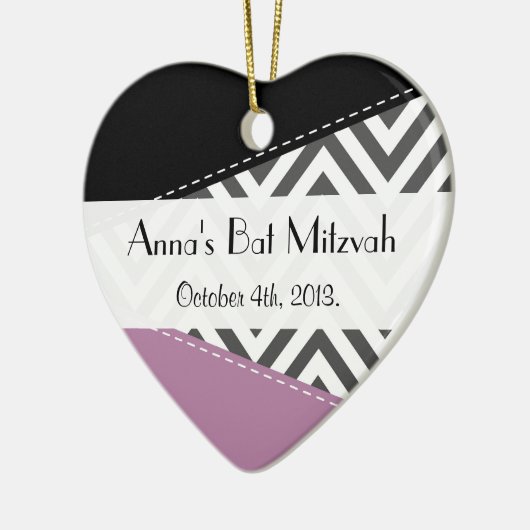 Gray Zigzag, Zickzack, Zigzag Muster, Bat Mitzvah Keramik Ornament (Links)