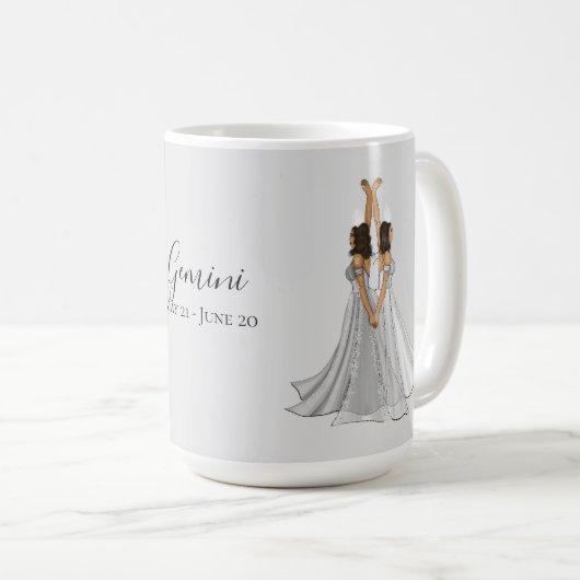 Gray Zodiac Goddess Gemini Custom Kaffeetasse (VorderseiteRechts)
