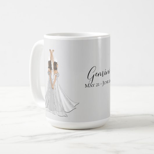 Gray Zodiac Goddess Gemini Custom Kaffeetasse (Vorderseite Links)