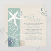 Grayed Jade Dusky Blue Beach Brautparty Einladung (Vorne/Hinten)