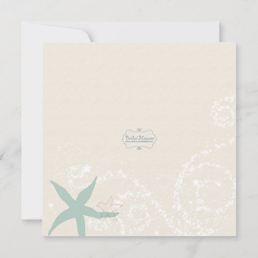 Grayed Jade Dusky Blue Beach Brautparty Einladung (Rückseite)