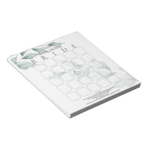 Grayed Jade Green Botanical Bridal Bingo Notizblock