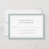 Grayed Jade Simple Border Wedding RSVP Card (Vorderseite)