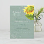 Grayed Jade Sunflower Brautparty Einladung (Stehend Vorderseite)