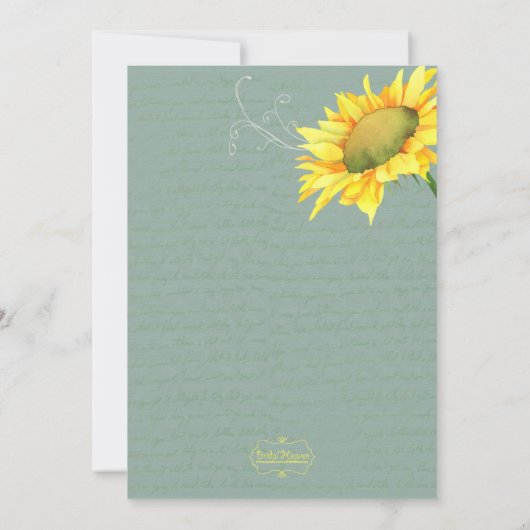 Grayed Jade Sunflower Hochzeit Probe Dinner Einladung (Rückseite)