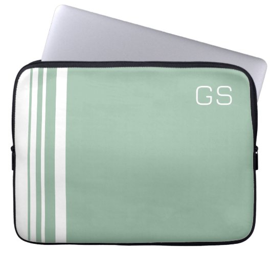 Grayed Jade Trio Streifen Laptopschutzhülle (Vorderseite)