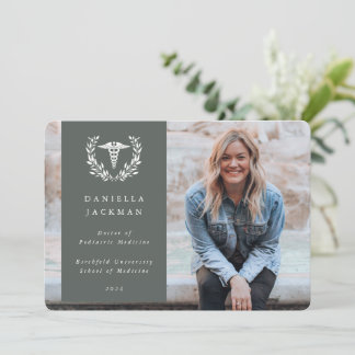 GrayGreen Caduceus Medical School Abschluss Foto Ankündigung