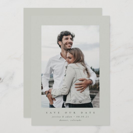 GrayGreen Ultra-Minimal-Ankündigung Datum freihalt Save The Date (Vorne/Hinten)