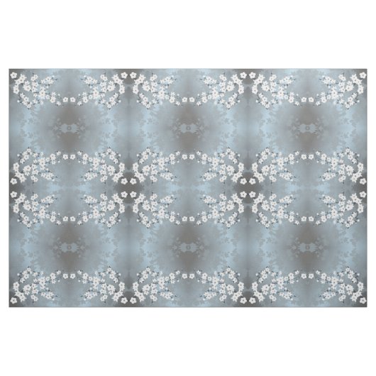 Grayisch Blau Weiße Blumenkirsche Muster Stoff (Fat Quarter (45,7 x 55,9 cm))