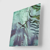 Grayisches Minzmosaik mit leicht geschnitztem Sati Quadratische Wanduhr (Winkel)