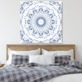 Grayish Blue Floral Mandala Leinwanddruck (Insitu (Schlafzimmer))
