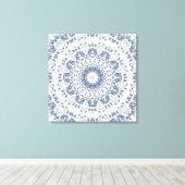 Grayish Blue Floral Mandala Leinwanddruck (Insitu (Holzboden))