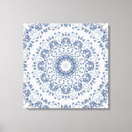 Grayish Blue Floral Mandala Leinwanddruck