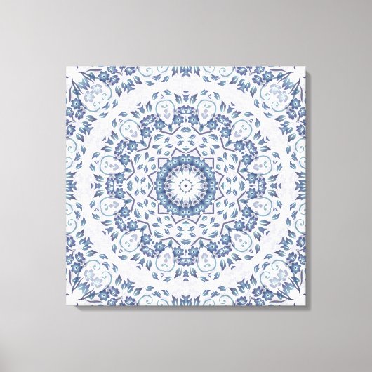 Grayish Blue Floral Mandala Leinwanddruck (Vorderseite)
