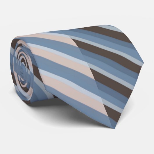 Grayish Blue Stripes On A Split Tan And Brown Krawatte (Gerollt)