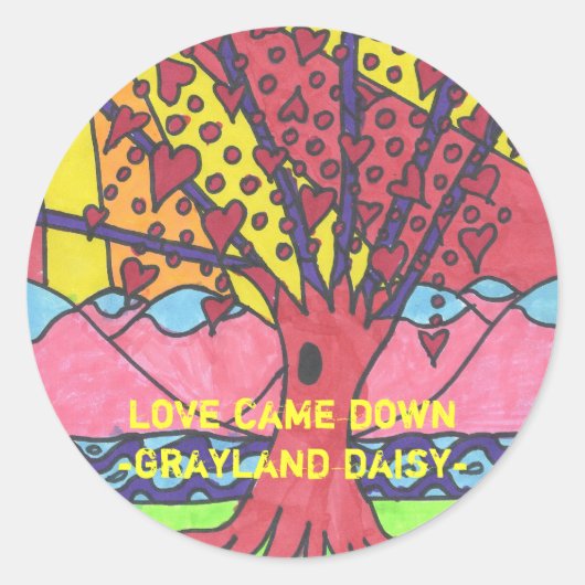 Grayland Daisy Tree of Liebe Round Sticker.. Runder Aufkleber (Vorderseite)